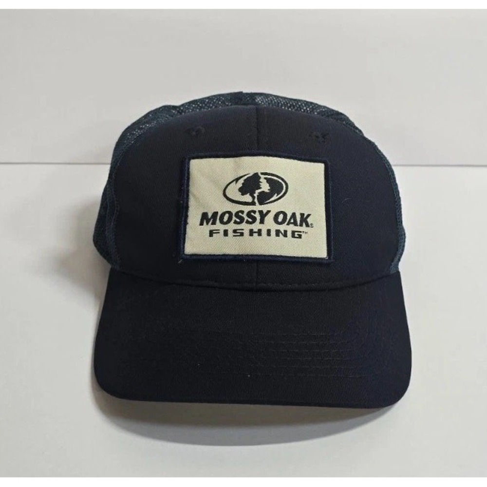 Mossy Oak Fishing Trucker Cap Mens One Size Navy Blue Mesh Back Snapback Hat